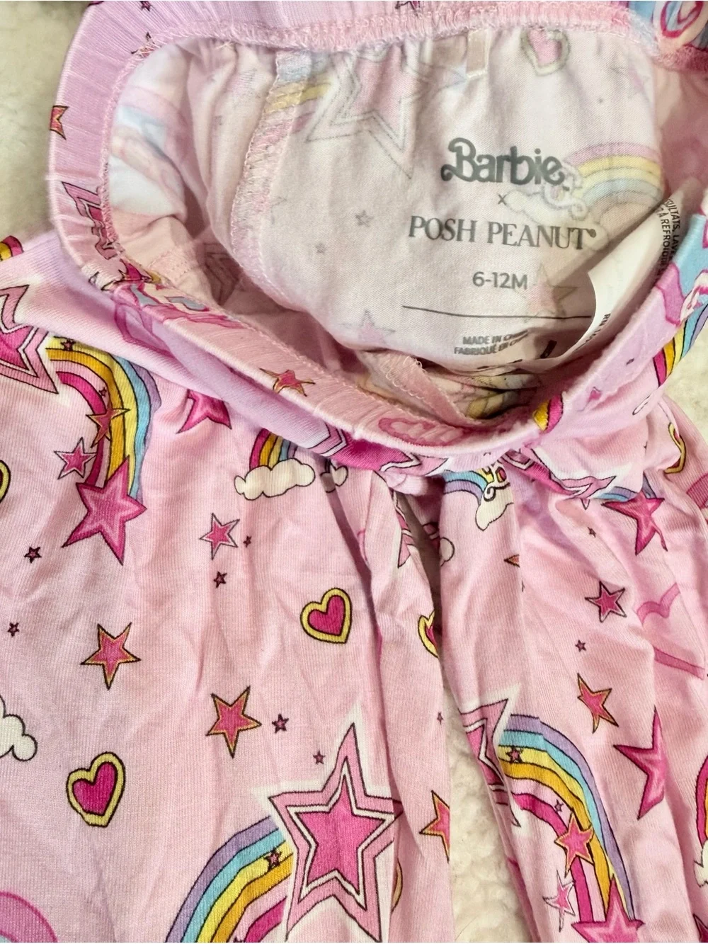 Posh Peanut Pink Rainbow & Star Ruffle Pajama Bottoms